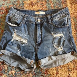 KanCan Light Blue Ripped Jean Shorts